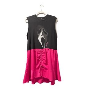 Scream ghost face dress pink up cycle handmade